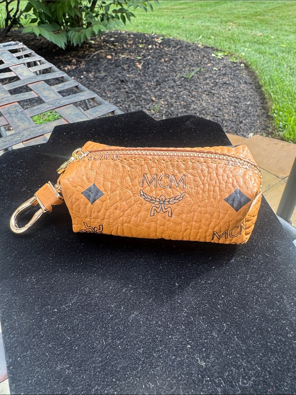 Key pouch  Cognac  Toiletry Key Pouch with Gold Hardware